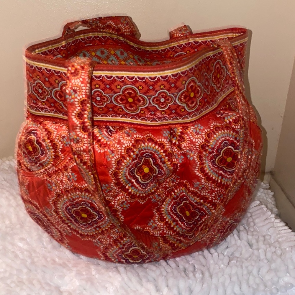 Orange printed follower pattern Vera Bradley tote bag